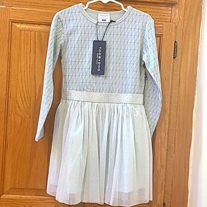 New TOOBYDOO NY, Party Blue, and Silver Long Sleeves Dress for a Girl.